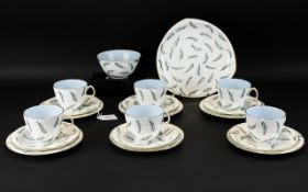 Tea Service by Hazel Thumpston design 'Pavane' comprising of 6 cups, 6 saucers, 6 side plates,