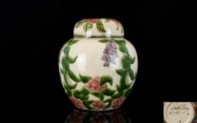 Cobridge / Moorcroft Nice Quality - Large Signed Pottery Lidded Ginger Jar ' Foxgloves ' Design on