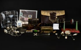 Mixed Lot Of Collectables - To Include German 1914 Tin, Odd Flatware A Mamod Pully, Camera,