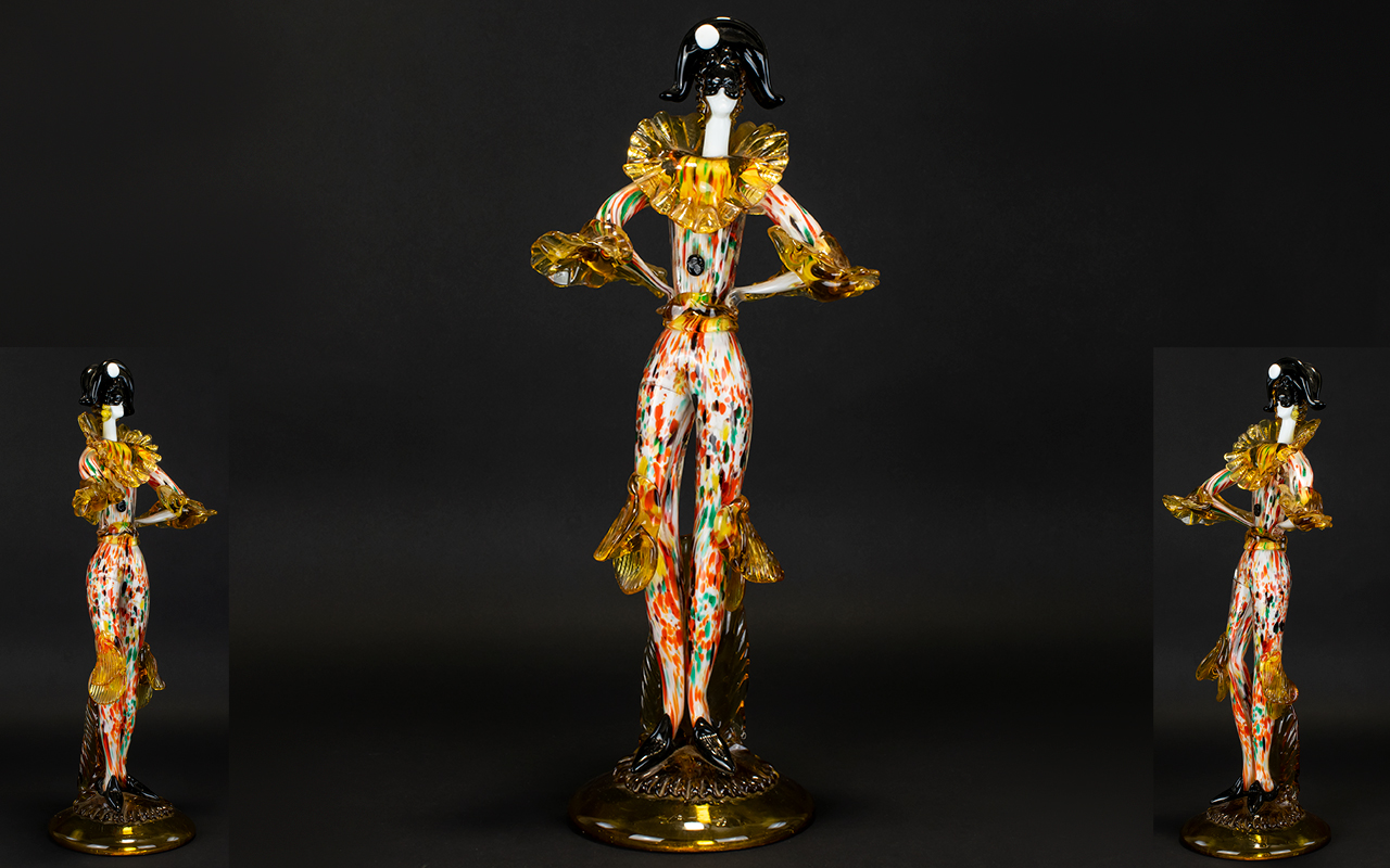 Venitican Co / Murano 1960's Tall and Impressive Glass Figure of a Matador, Masked by G. Toffolo.