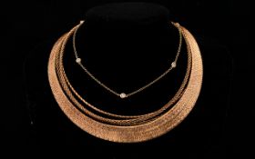 A Collection Of Silver And Rose Gold Vermeil Contemporary Necklaces Five in total,