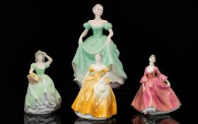 Coalport - Collection of ( 4 ) Four Hand Painted Porcelain Figurines.