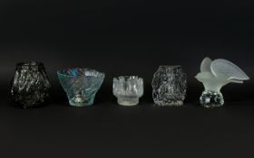 A Collection Of Scandinavian Art Glass Five Items In Total,