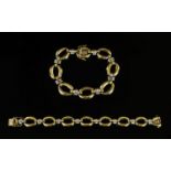 Italian Champesa Nice Quality 9ct Two Tone Gold Marine Link Bracelet, Fitted with Slide In Clasp.