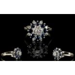 Ladies 1970s attractive 18ct Gold, Diamond & Sapphire Cluster Ring.