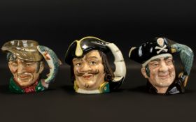 Royal Doulton Hand Painted Character Jugs ( 3 ) In Total. Comprises 1/ Long John Silver - Large.