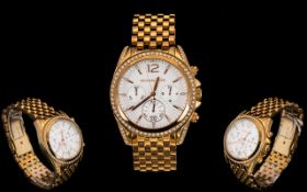 Michael Kors Pressley MK 5836 - Ladies Rose Gold on Stainless Steel Chronograph Watch.