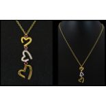 Fiorelli 9ct Yellow Gold And Diamond Set Open heart Pendant Necklace Contemporary necklace with