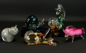 A Good Collection of Vintage Hand Blown Glass Animal Figures From The 1970's.