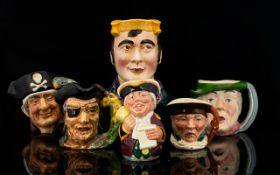 A Good Collection of Vintage Hand Painted Character Jugs - Various Factories ( 6 ) Jugs In Total.