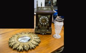 Antique Mirror Small sunburst circular mirror in gilt gesso frame.