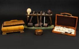 A Collection of Vintage Boxes and Pipe Smoking Accessories.