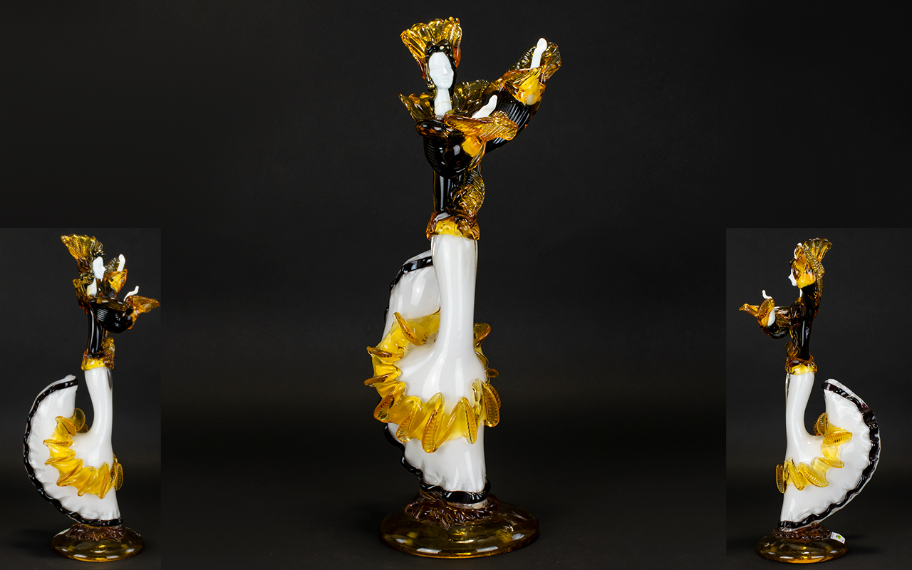 Venitican Co / Murano 1960's Tall and Impressive Glass Figurine of a Flamenco Dancer by G. Toffolo.