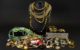 A Large Quantity Of Vintage And Contemporary Costume Jewellery Over 60 pieces,