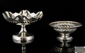 Elizabeth II Ornate Silver Footed Bowl of Small Size with Open worked Border.