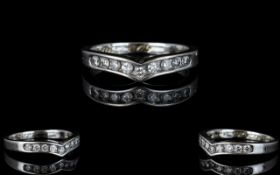 14ct White Gold Diamond Set Wishbone Dress Ring,
