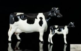Beswick Farm Animal Figures ( 2 ) In Total. Comprises 1/ Friesian Cow, Black and White Gloss -CH
