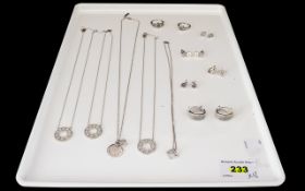 A Collection Of Sterling Silver And CZ Set Jewellery Twelve items in total, each in as new,