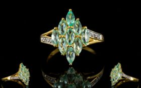 Paraiba Apatite Cluster Ring,