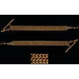 Victorian Period Superb Quality and Heavy 9ct Rose Gold Double Albert Chain / Bracelet with