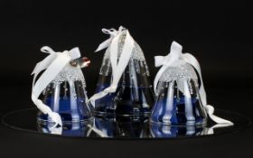 Swarovski Crystal Annual Edition 2017 Christmas Ornament Bell Set, Blue Colour way. Code No 5268013.