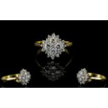 Ladies Attractive 18ct Gold, Diamond Set Cluster Ring.