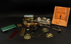 Mixed Lot. Comprising Music Hall song book, drawing instruments, morse key, print under glass, cased