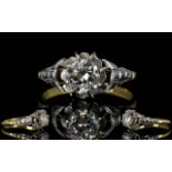 Edwardian Period - Superb 18ct Gold Single Stone Diamond Ring.