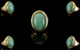 18ct Gold Single Stone Chalcedony Set Dress Ring,