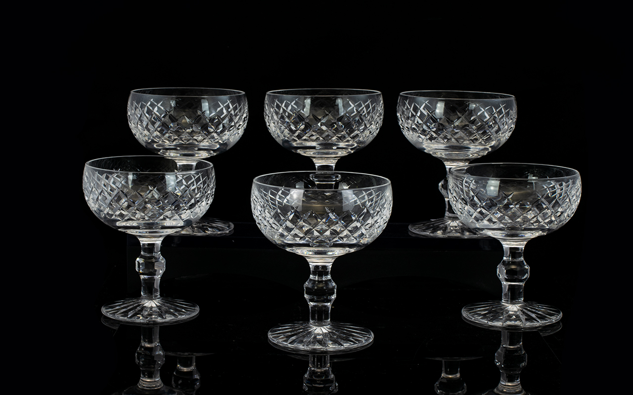 Waterford Crystal Superb Quality Set of Six Sundae Glasses ' Lismore ' Pattern. c.