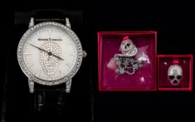 Butler And Wilson Crystal Set Skull Watch And Accompanying Jewellery Three items in total to