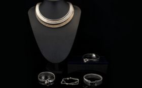 A Collection Of Sterling Silver Contemporary Jewellery Items Seven in total, each in very good,