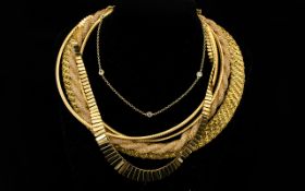 A Collection Of Silver And Gold Vermeil Contemporary Necklaces Six in total, each in very good,