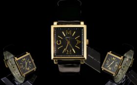 Marc Jacobs - Trueman Collection MBM1279 Ladies Black Leather Strap - Gold Tone Cased Wrist Watch.