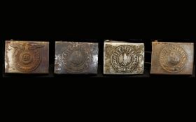 Four German Second World War Belt Buckles - Three With Makers Marks 'JFS' Etc