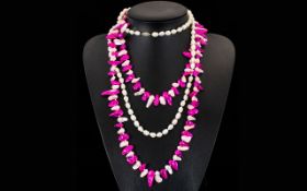 Two Contemporary Pearl Necklaces Each in