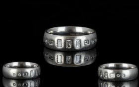 Contemporary Platinum Band Set with Diam