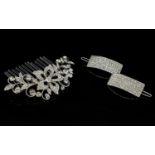 White Austrian Crystal Hair Comb and Cli