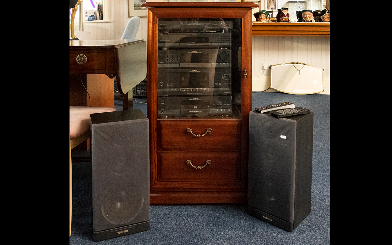 A Modern Stereo Cabinet Dark wood with g