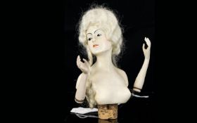 German Chalkware Half Boudoir Doll Bottl