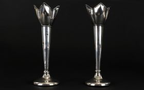 Art Nouveau Period Pair of Silver Tulip