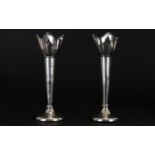 Art Nouveau Period Pair of Silver Tulip