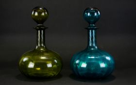 A Pair Of Onion Form Coloured Glass Deca