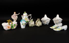 Collection of German Encrusted Pottery t