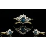 Ladies 9ct Gold Diamond and Sapphire Clu