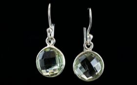 Brazilian Green Amethyst Solitaire Drop