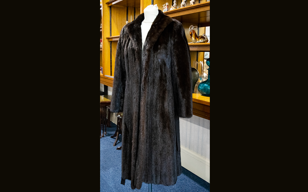 Full Length Dark Brown Mink Coat, collar