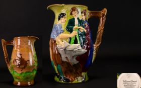 Burleigh Ware 1930's Hand Painted Jug / Pitcher - The Runaway Marriage, A Romantic Couple Being