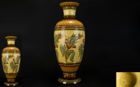 Mettlach Villeroy and Boch Fine Quality Tall and Impressive Stoneware Vase,