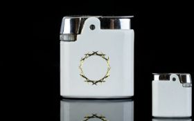 Ronson Varaflame Chrome and Enamel Lighter From The 1960's, with Original Ronson Case. As New